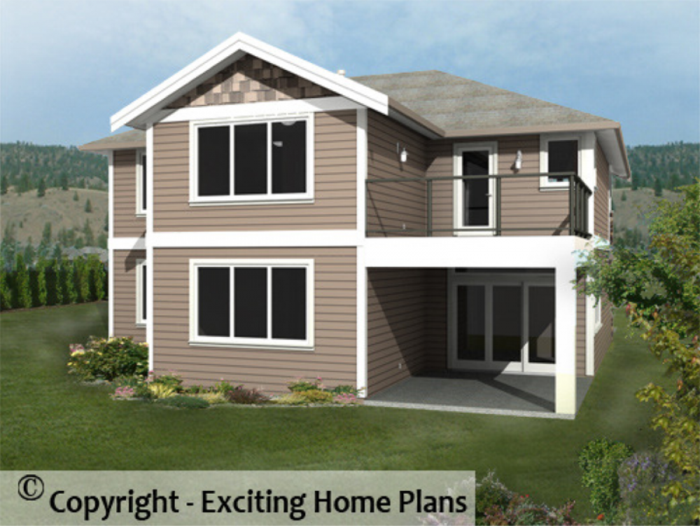 House Plan E1035-10 Rear 3D View