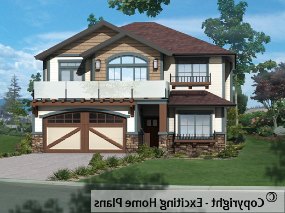 House Plan E1289-10 Front 3D View REVERSE