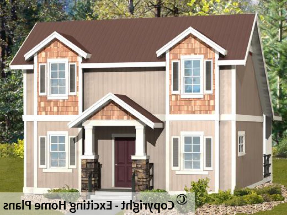 House Plan E1113-10 Exterior 3D View REVERSE