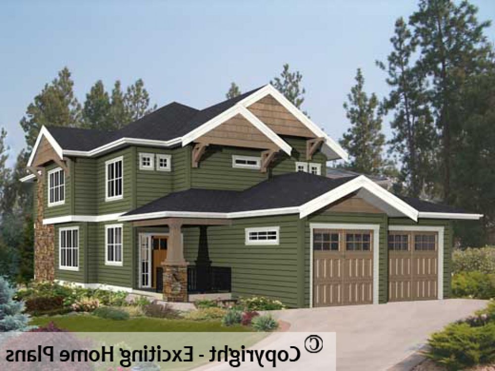 House Plan E1202-10 Exterior 3D View REVERSE