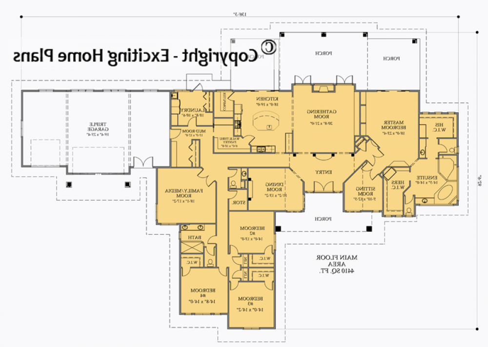 House Plan E1347-10 Main Floor Plan REVERSE
