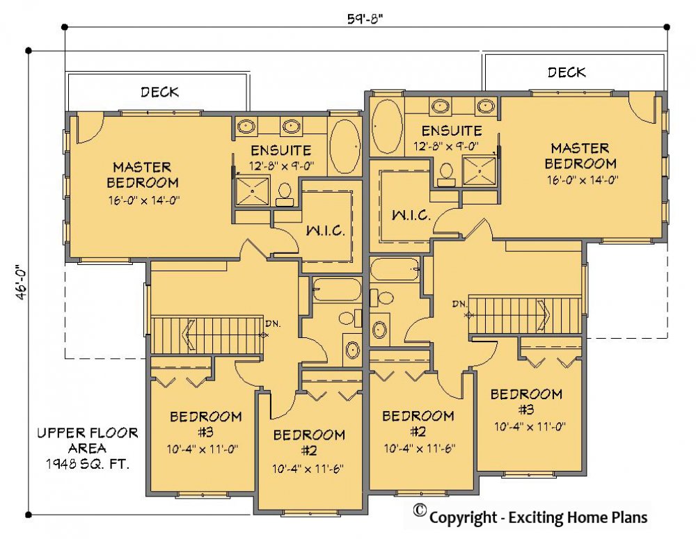 House Plan E1386-10M Upper Floor