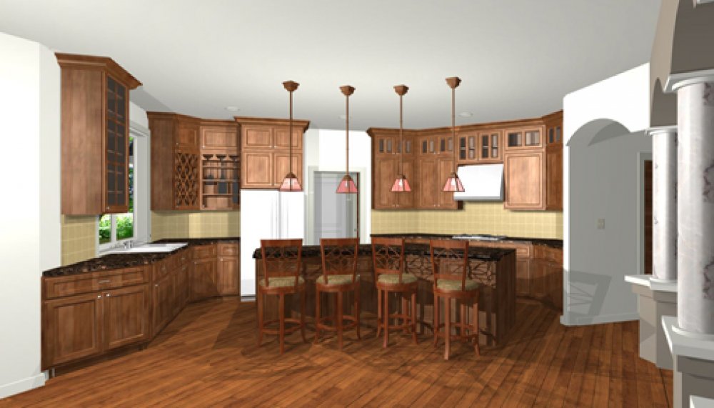 House Plan E1087-10  Interior Kitchen 3D Area