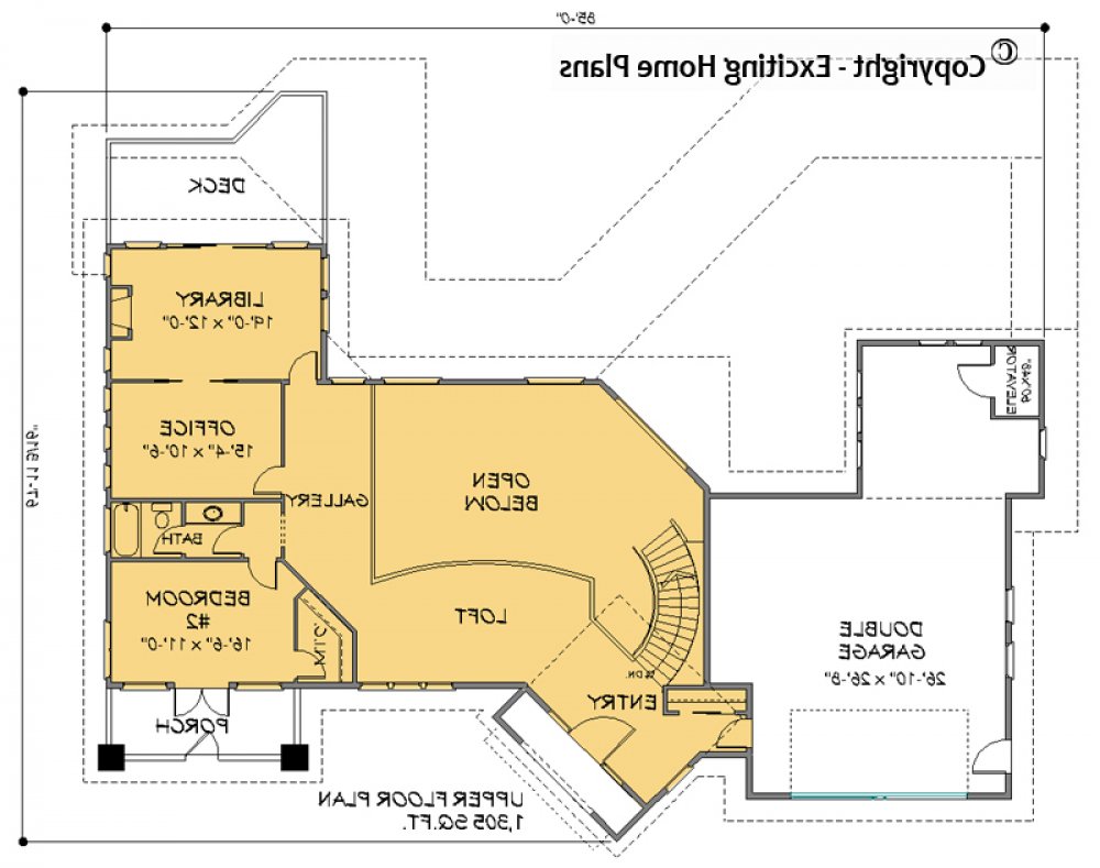 House Plan E1260-10  Lower Floor Plan REVERSE