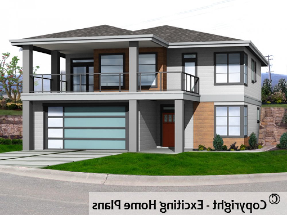 House Plan E1236-10M Front 3D View REVERSE
