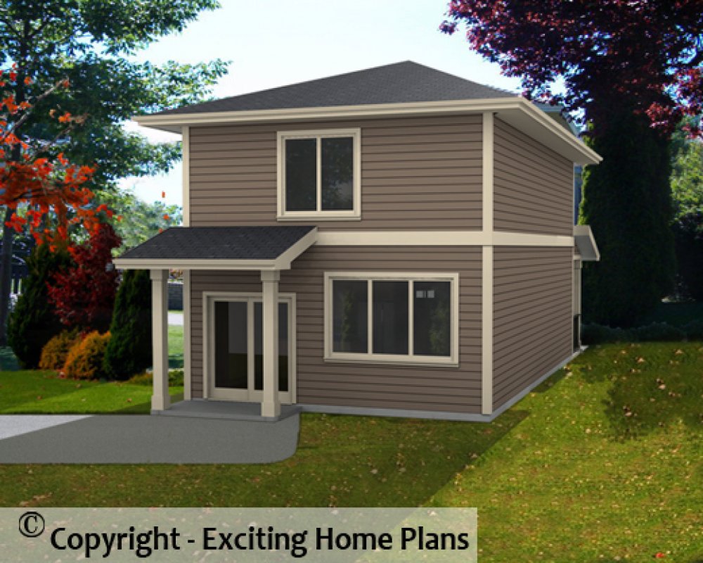 House Plan E1530-10 Rear 3D View