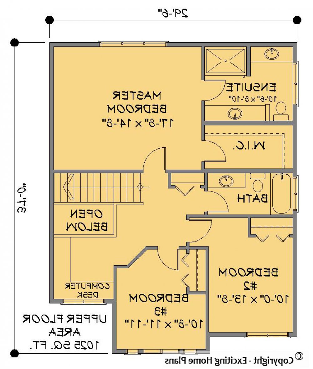 House Plan E1203-10 Upper Floor Plan REVERSE