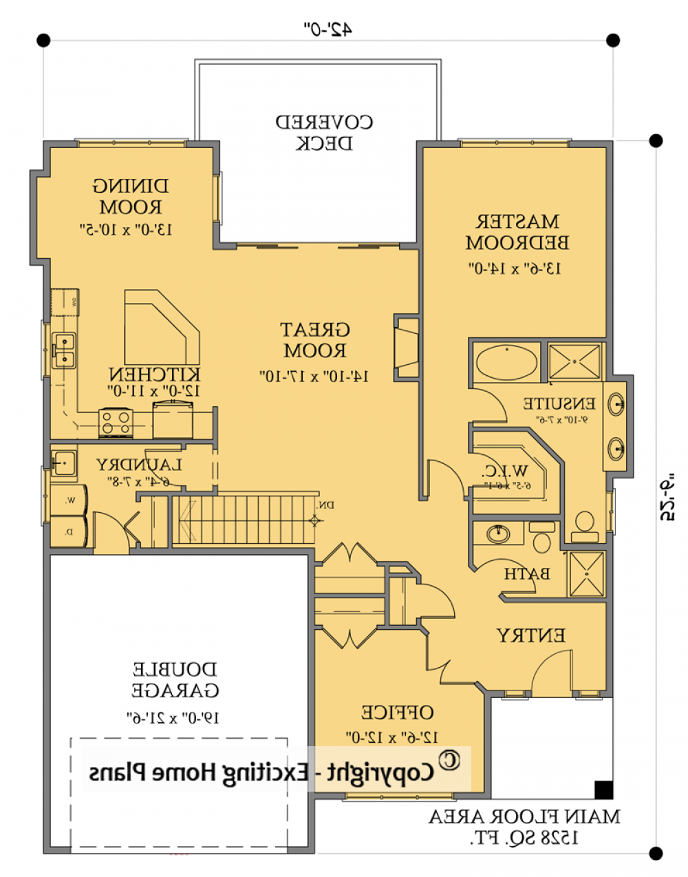 House Plan E1303-10 Main Floor Plan REVERSE