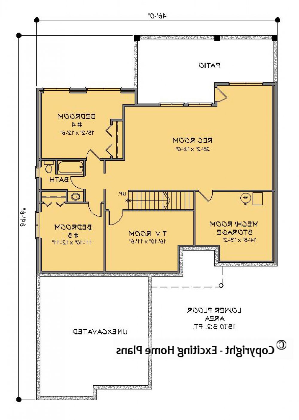 House Plan E1317-10 Lower Floor Plan REVERSE