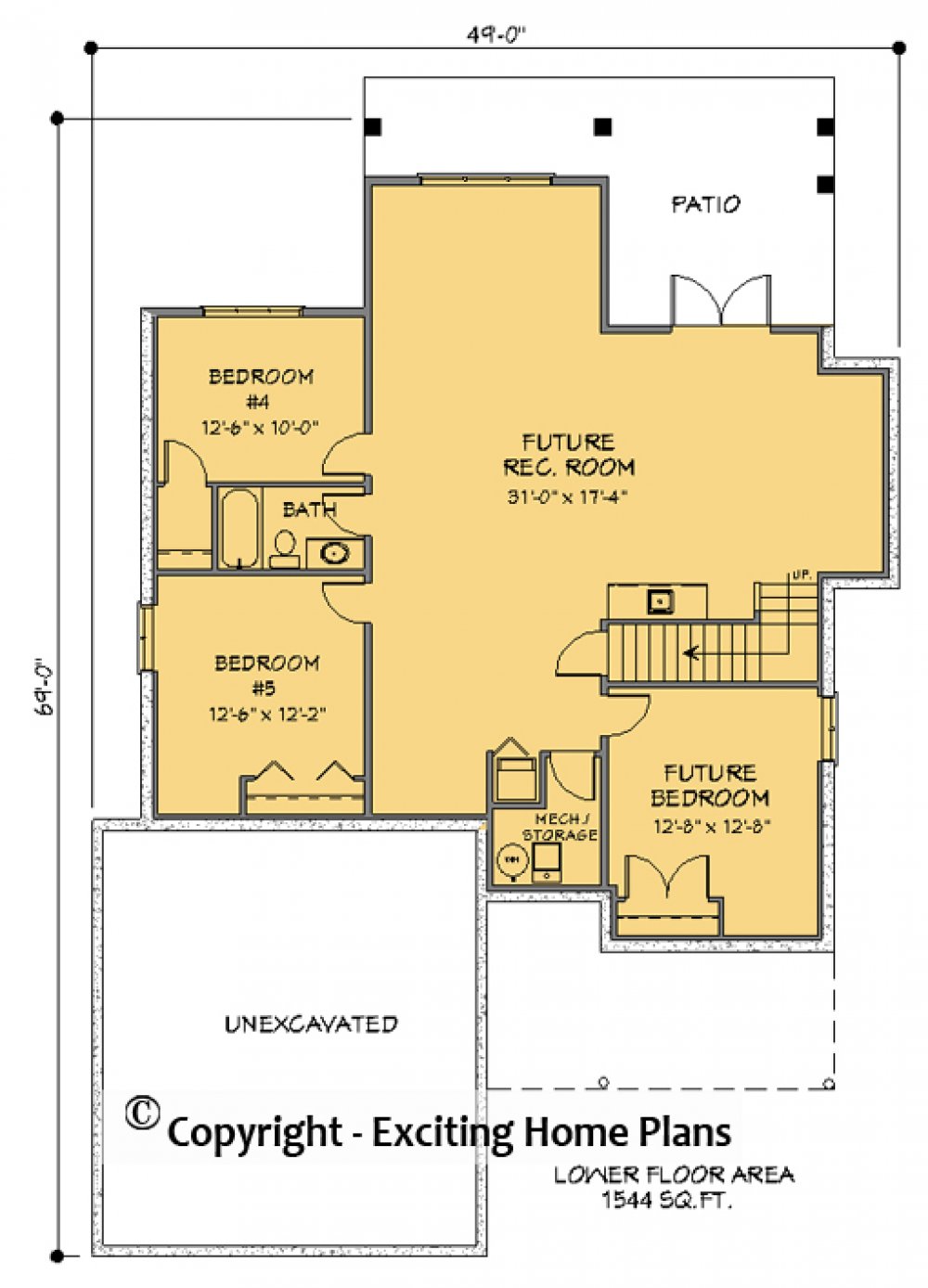 House Plan E1286-10 Lower Floor