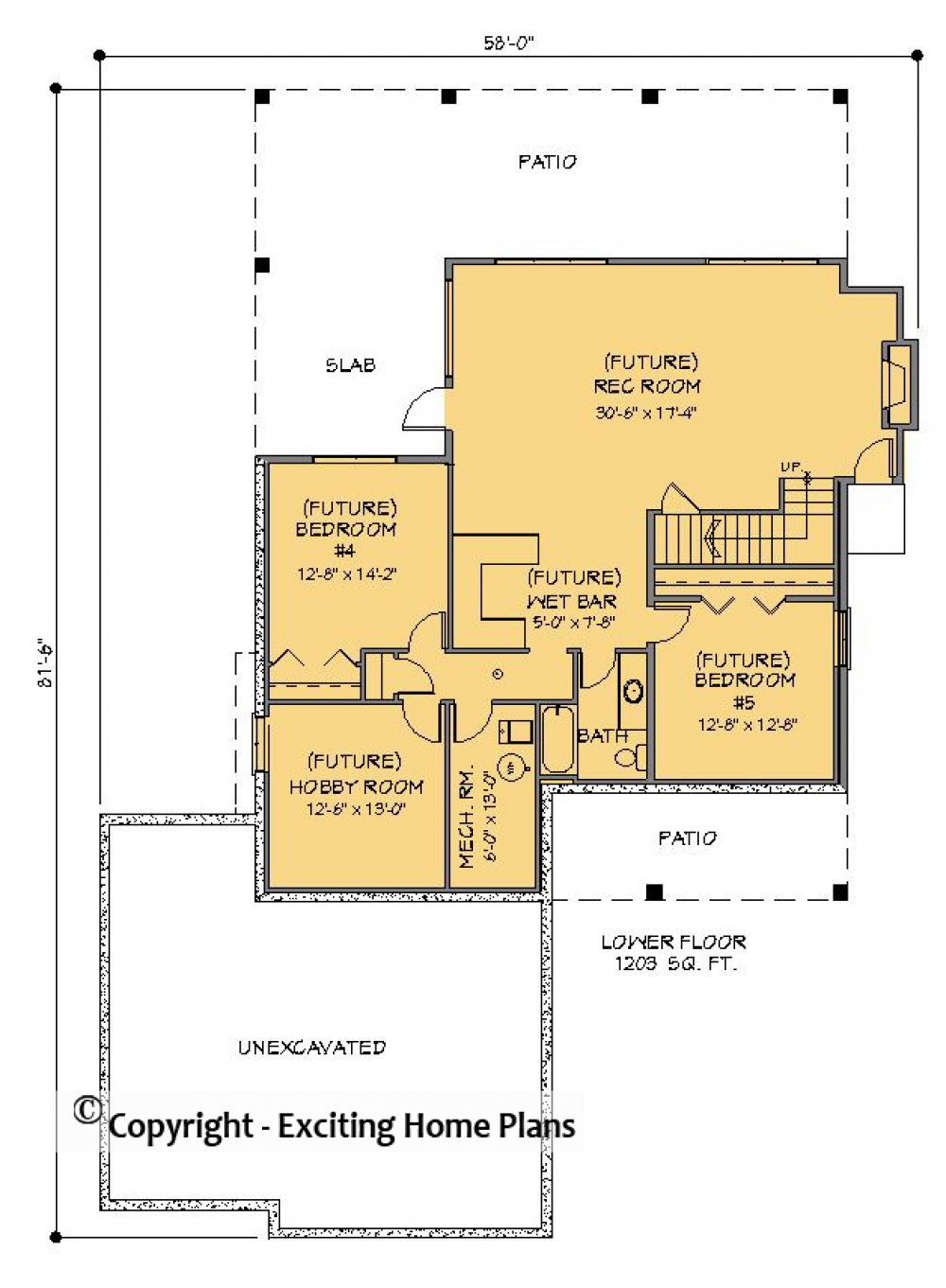 House Plan E1322-10 Lower Floor Plan
