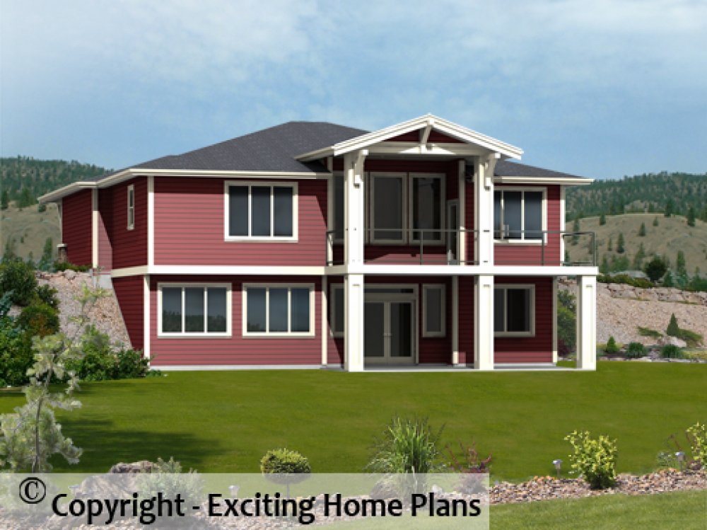 House Plan E1561-10 Rear 3D View