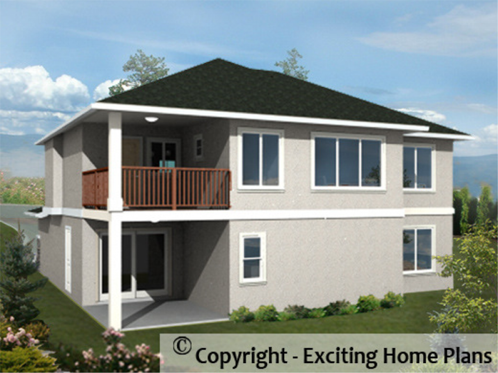 House Plan E1024-10 Rear 3D View