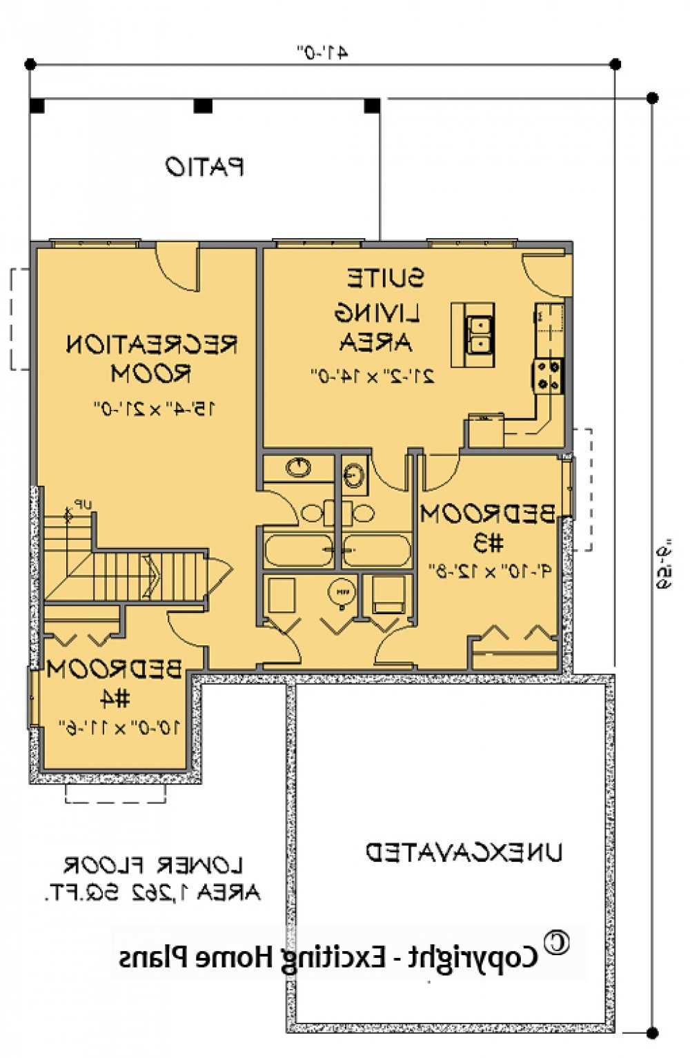 House Plan E1168-10 Lower Floor Plan REVERSE