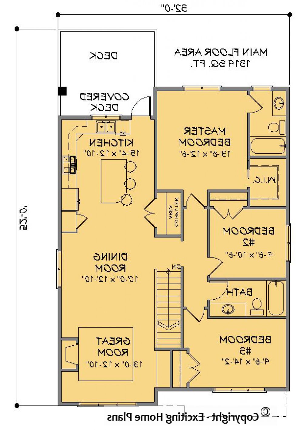 House Plan E1357-10 Main Floor Plan REVERSE
