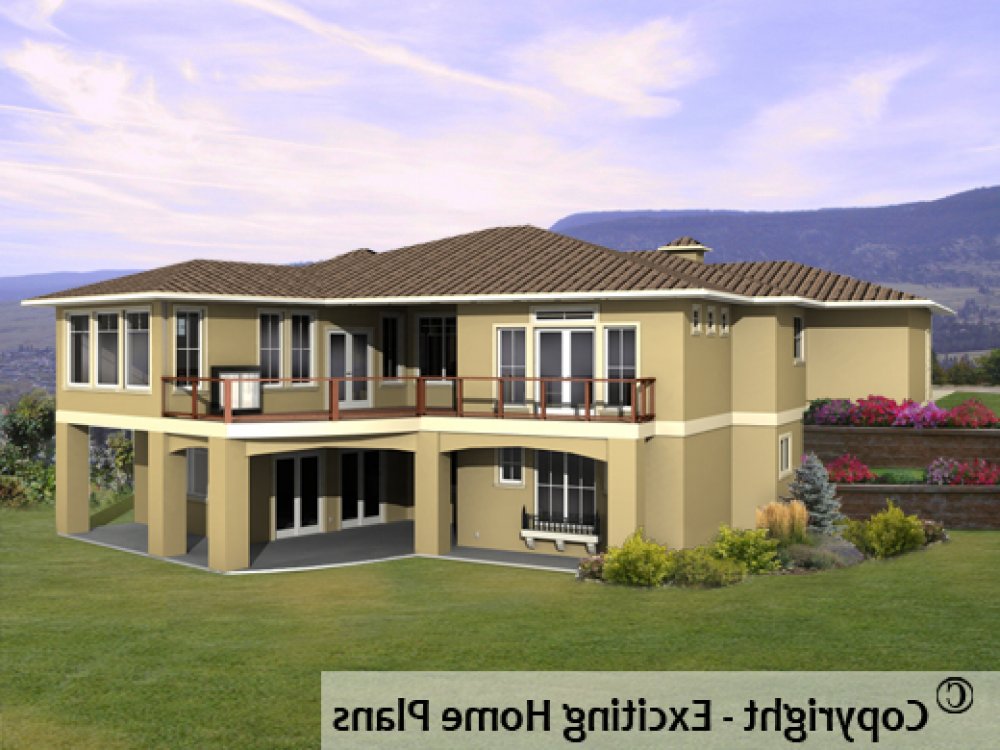 House Plan E1124-10 Rear 3D View REVERSE