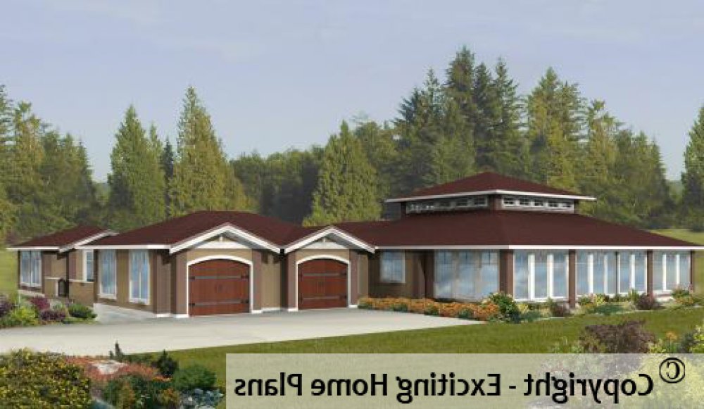 House Plan E1080-10 Exterior 3D View REVERSE