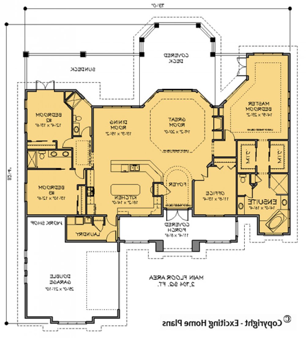 House Plan E1083-10 Main Floor Plan REVERSE