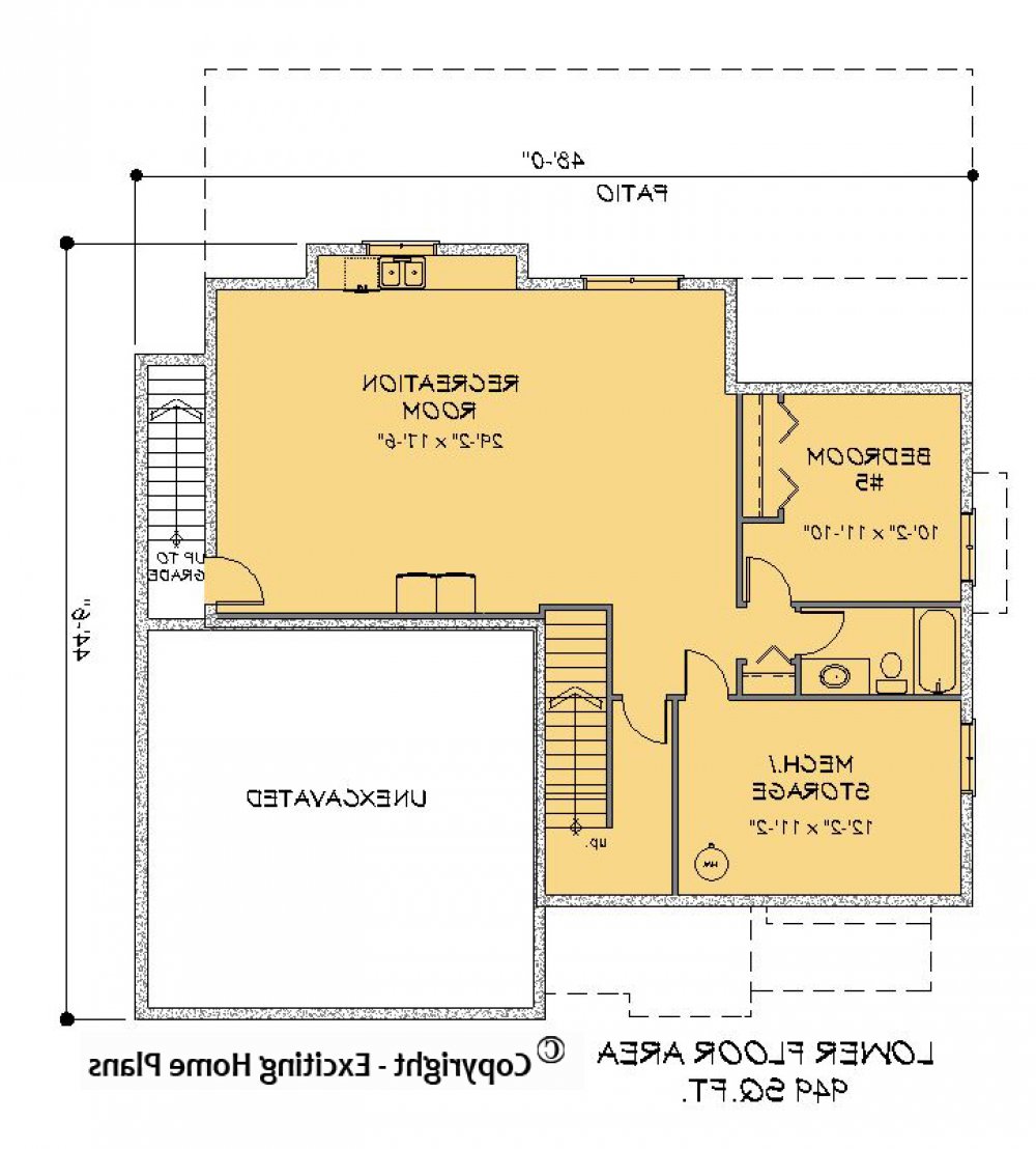 House Plan E1183-10 Lower Floor Plan REVERSE