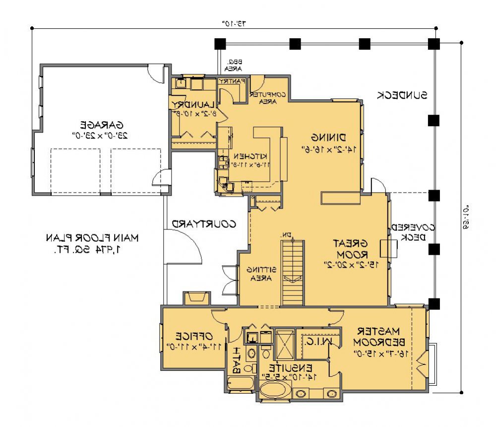 House Plan E1412-10  Main Floor Plan REVERSE