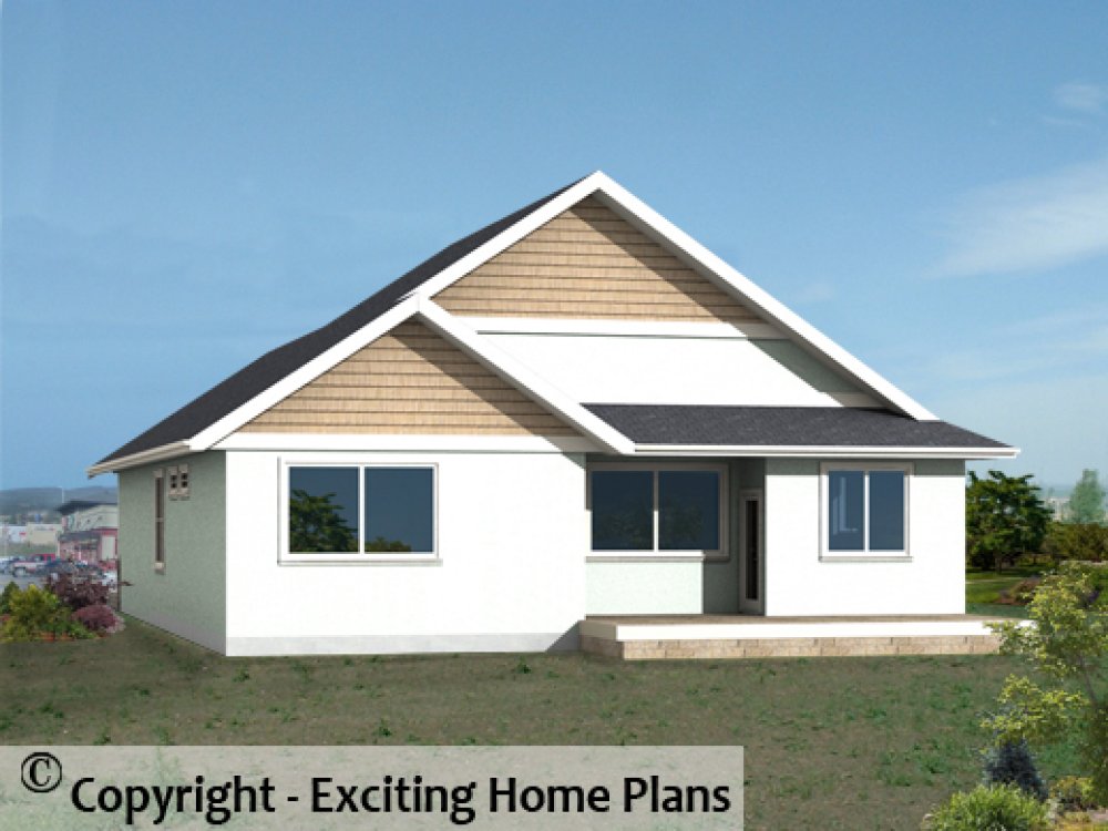 House Plan E1578-10 Rear 3D View