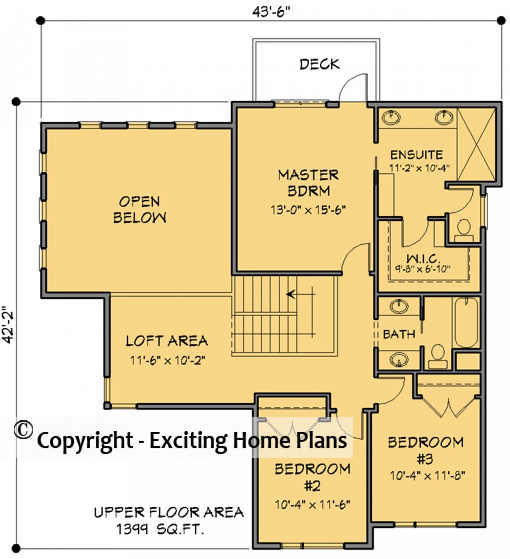 House Plan E1744-10 – Upper Floor Plan