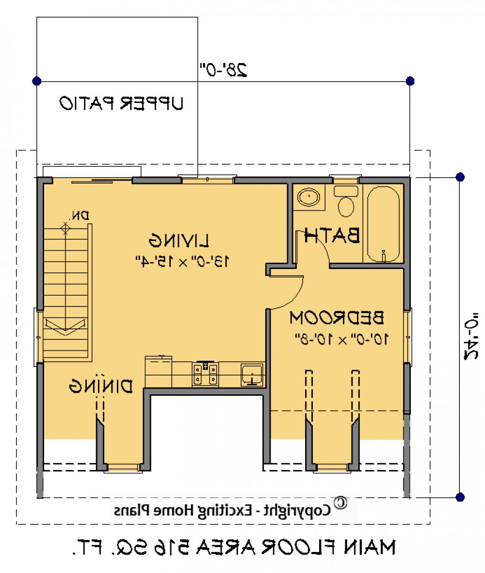 House Plan E1440-10 Main Floor Plan REVERSE