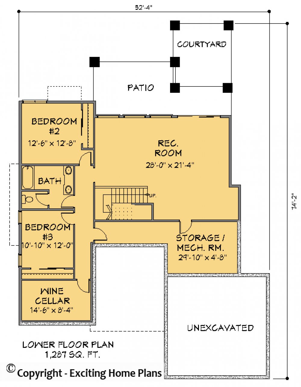 House Plan E1415-10  Lower Floor Plan
