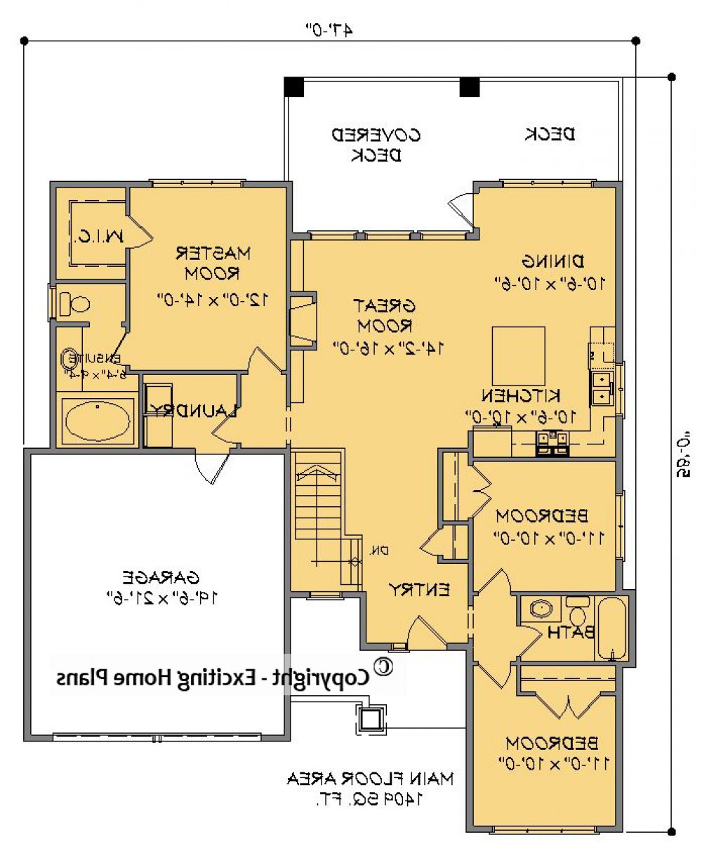 House Plan E1561-10  Main Floor Plan REVERSE