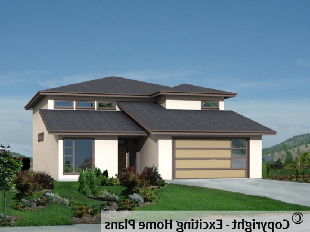House Plan E1713-10 Front 3D View REVERSE