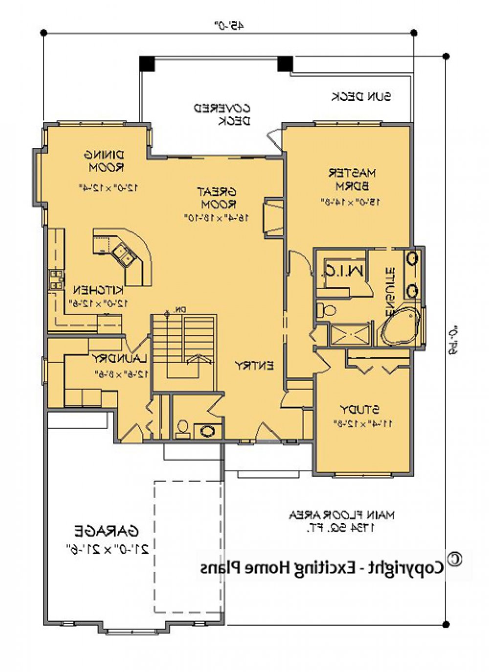 House Plan E1143-10 Main Floor Plan REVERSE