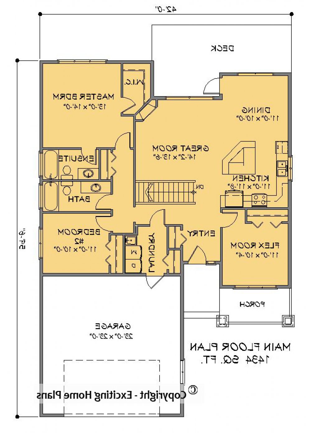 House Plan E1518-10 Main Floor Plan REVERSE