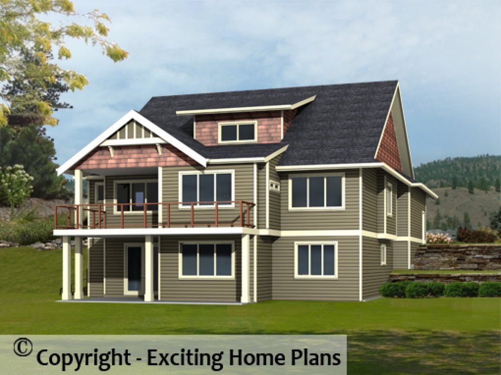 House Plan E1286-10 Rear 3D View