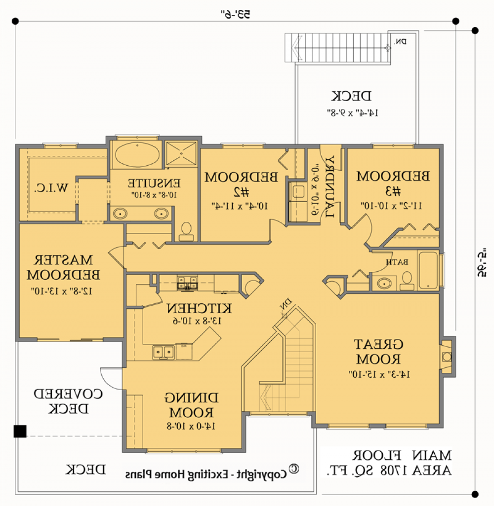 House Plan E1003-10 Main Floor Plan REVERSE