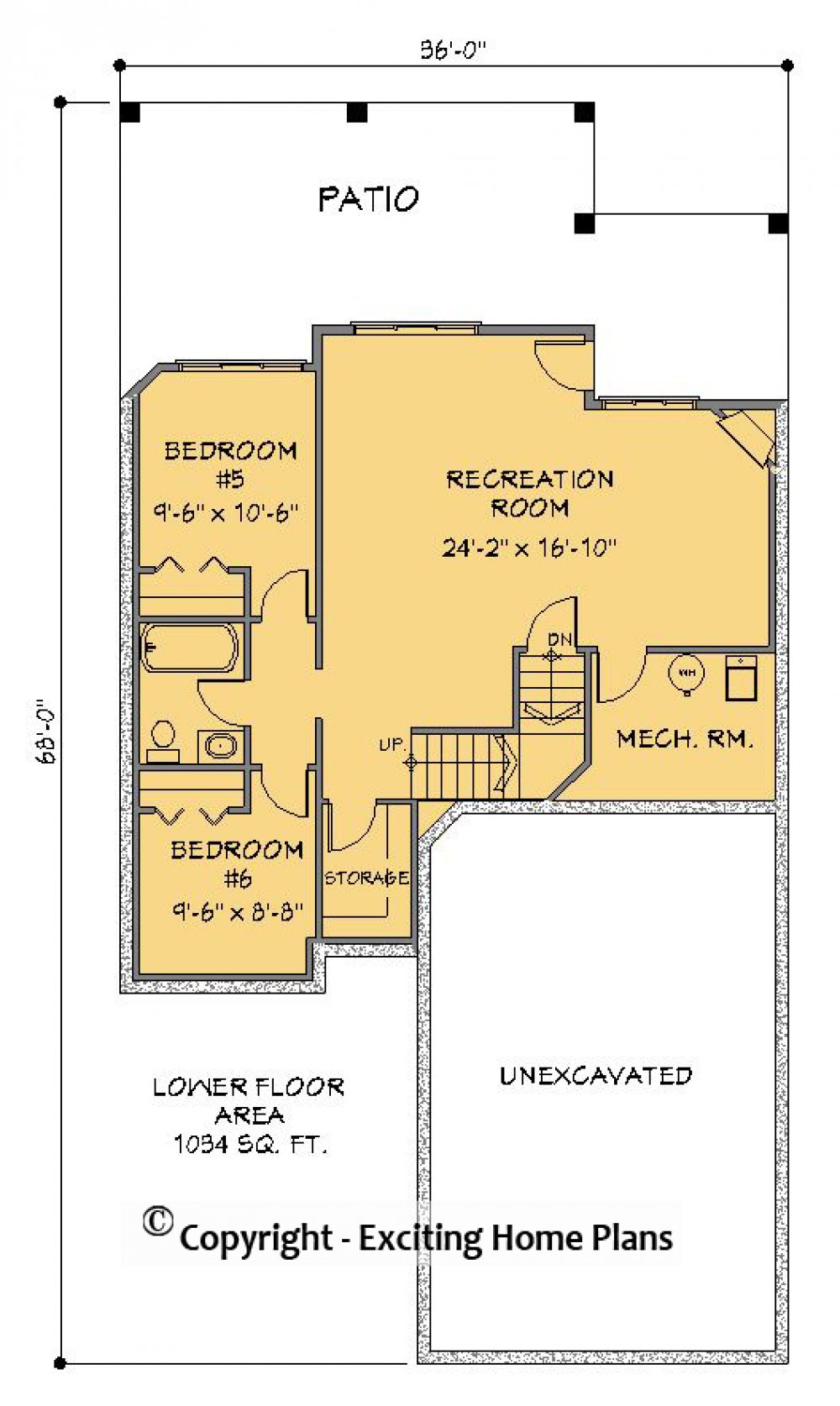 House Plan E1187-10  Lower Floor Plan