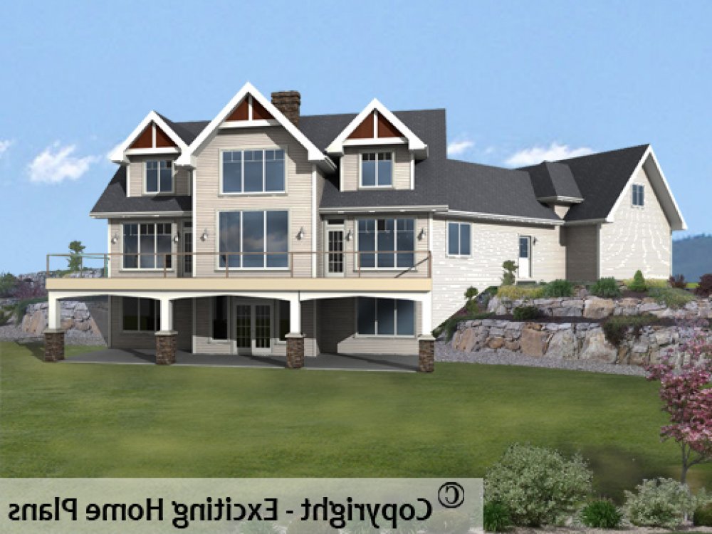 House Plan E1087-10 Rear 3D View REVERSE