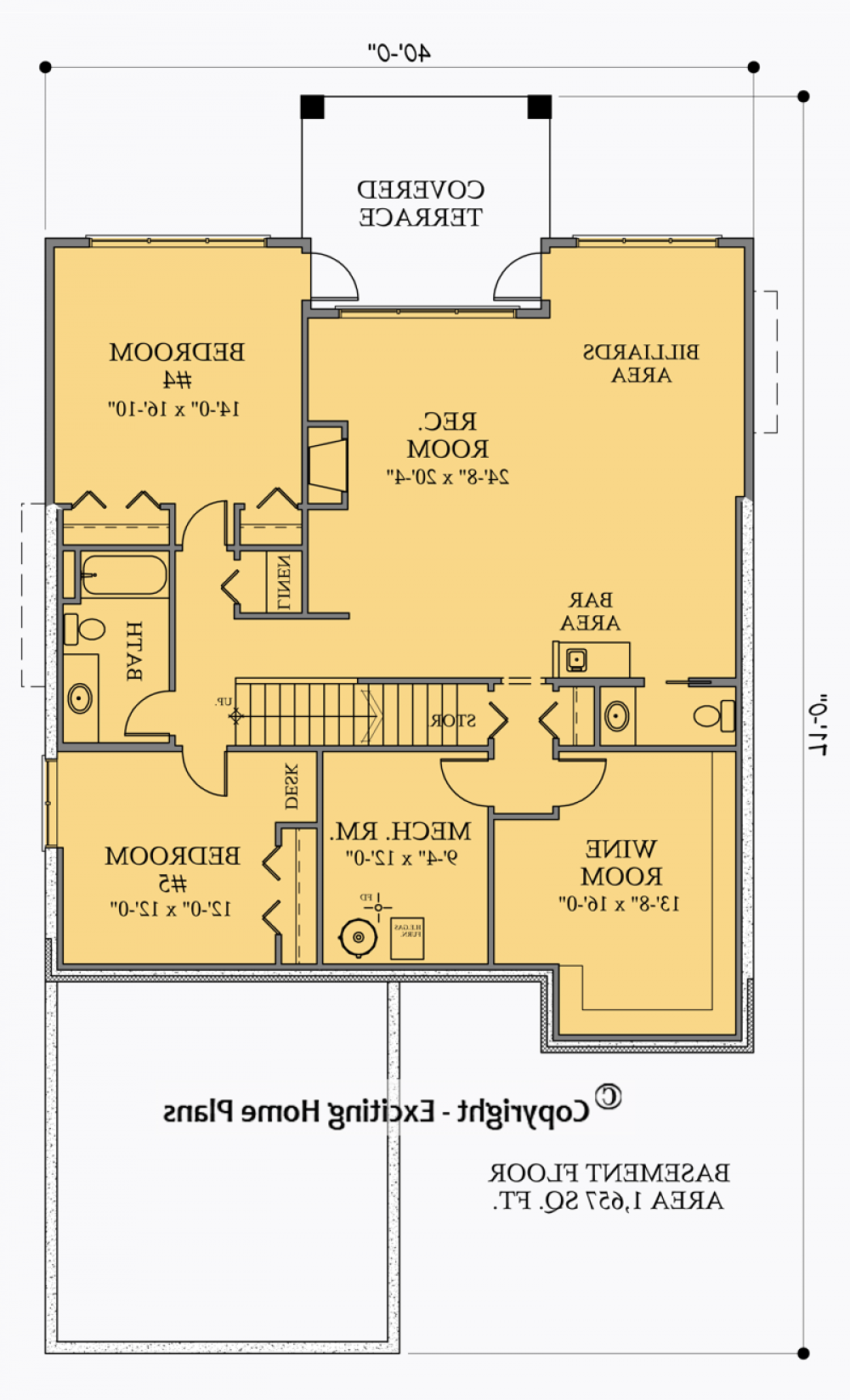 House Plan E1047-10 Lower Floor Plan REVERSE