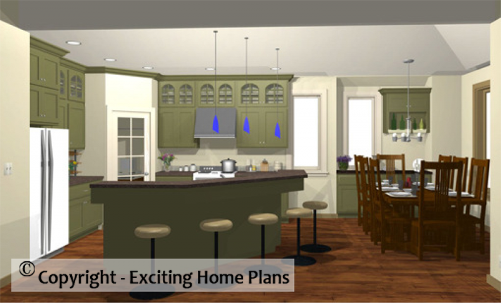 House Plan E1019-10 Interior Kitchen 3D Area