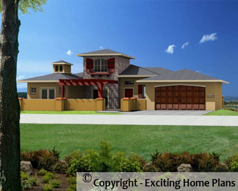 House Plan E1419-10 Front 3D View