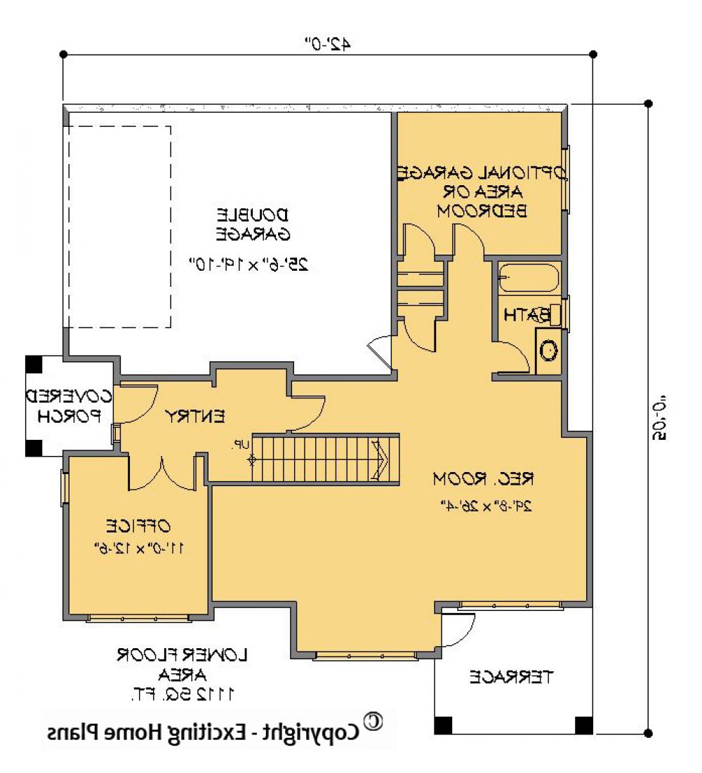 House Plan E1214-10  Lower Floor Plan REVERSE