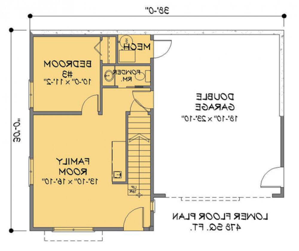 House Plan E1162-12  Lower Floor Plan REVERSE