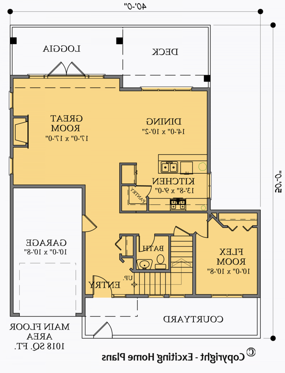 House Plan E1011-10  Upper Floor Plan REVERSE