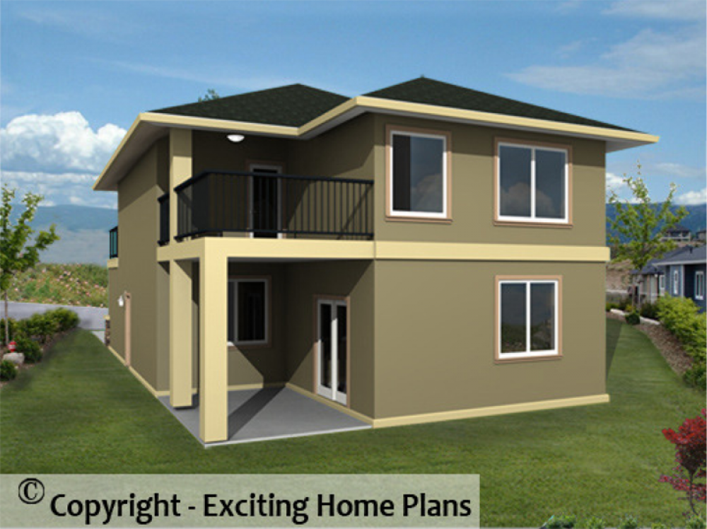 House Plan E1041-10 Rear 3D View