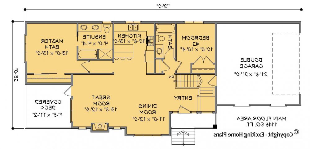 House Plan E1485-10 Main Floor Plan REVERSE