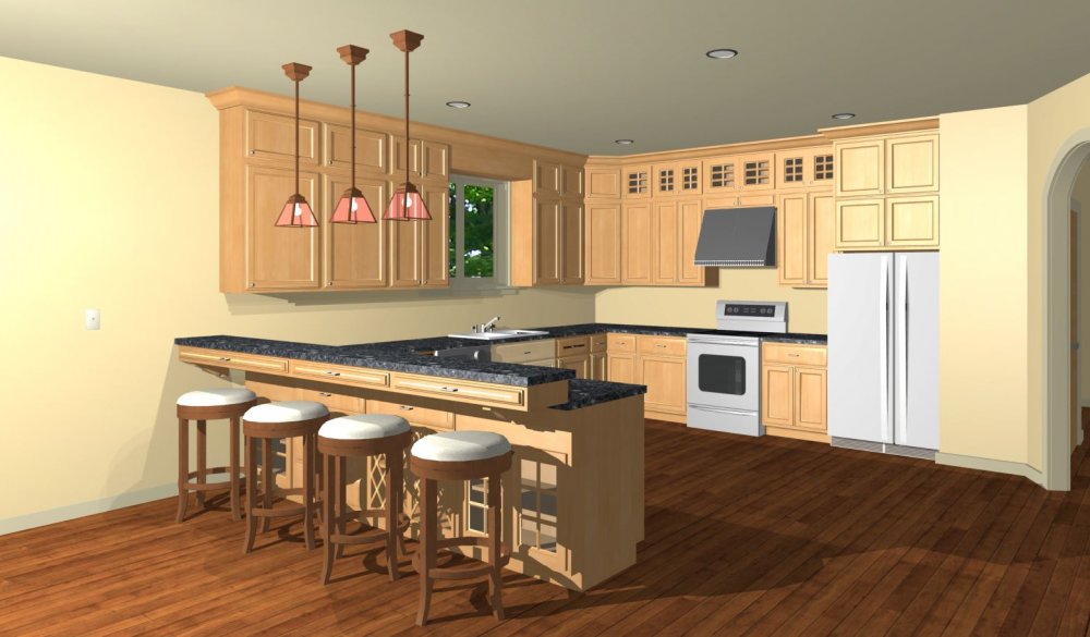 House Plan E1268-10 Interior Kitchen 3D Area