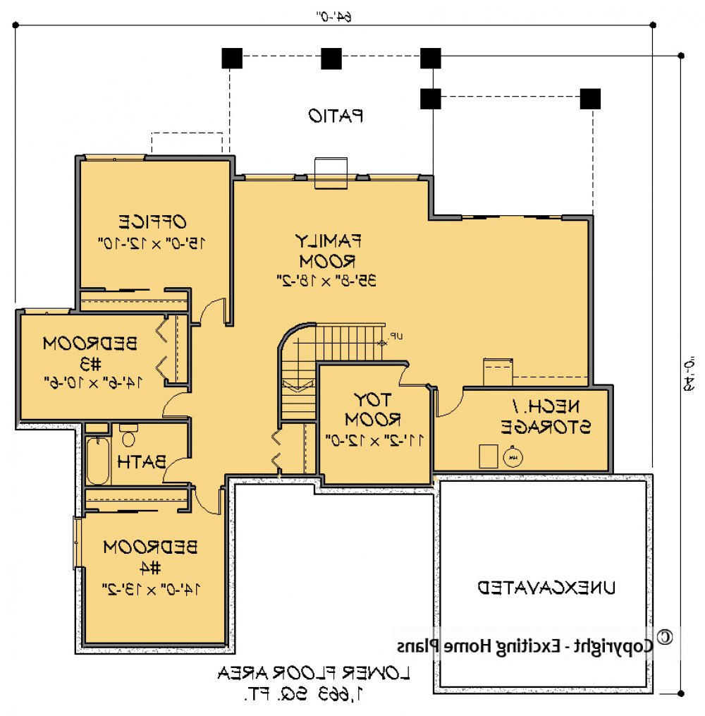 House Plan E1408-10 Lower Floor Plan REVERSE