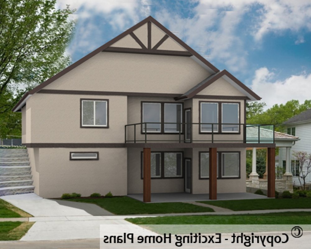 House Plan E1579-10 Rear 3D View REVERSE