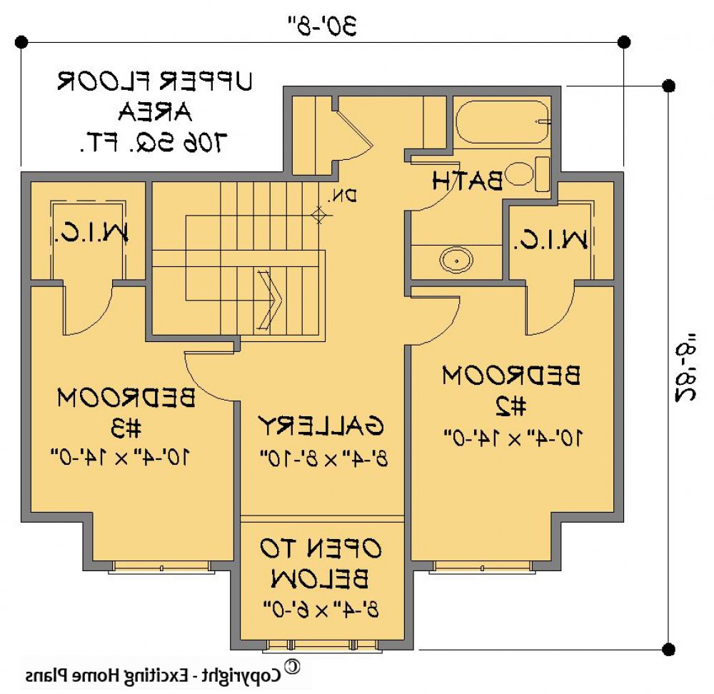 House Plan E1201-10 Upper Floor Plan REVERSE