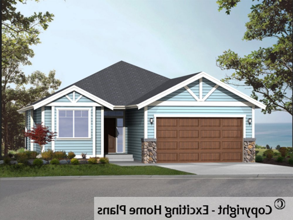 House Plan E1284-10 Exterior 3D View REVERSE
