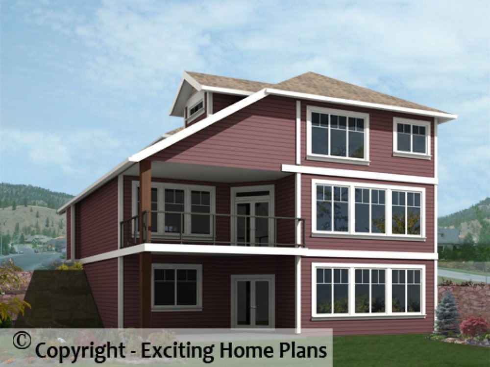 House Plan E1619-10 Rear 3D View